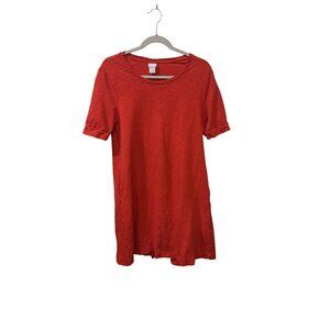Chicos Red Short-Sleeve Tunic Dress With Pockets Womens Size 1 Medium 8/10